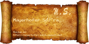Mayerhofer Sára névjegykártya